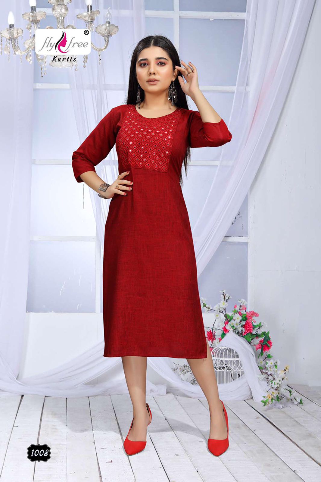 Fly Free Sunwin Latest Fancy Ethnic Wear Rayon Designer Kurti Collection